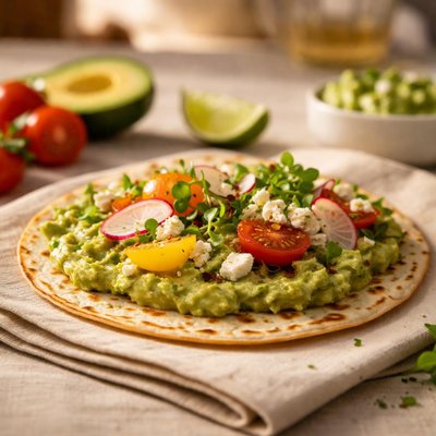 Tortilla with avocado spread