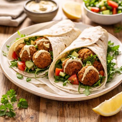 Tortillas with falafel