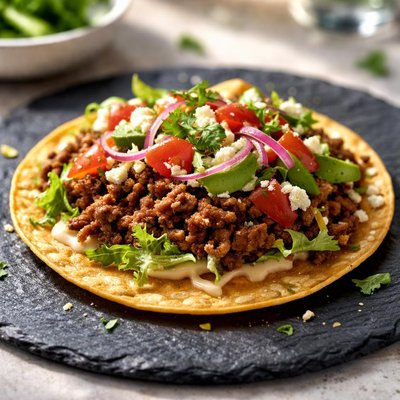 Tostada with beef