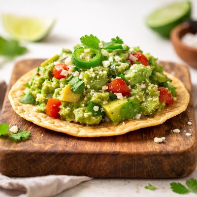 Tostada with guacamole