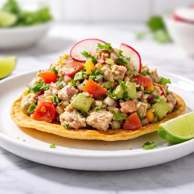 Tostada with tuna salad