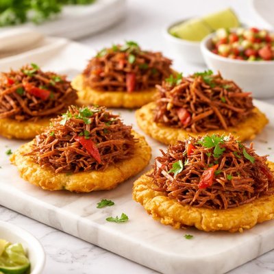 Tostone with shredded meat