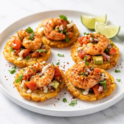 Tostones with shrimp