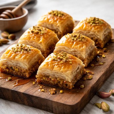 Traditional greek dessert with syrup