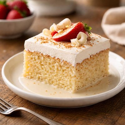 Tres leches cake slice