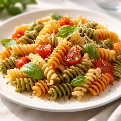 Tricolor rotini pasta