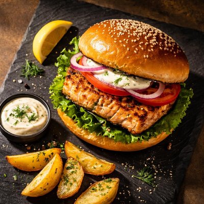 Trident salmon burger
