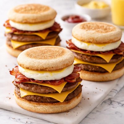 Triple breakfast stacks mcmuffin