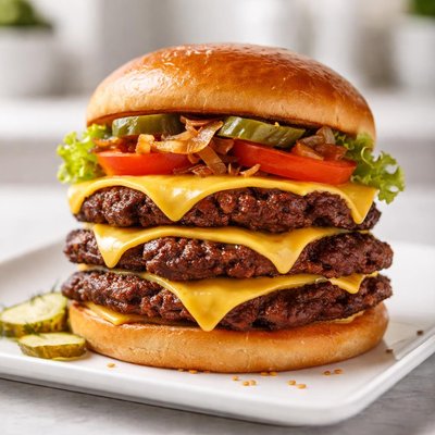 Triple smash cheeseburger