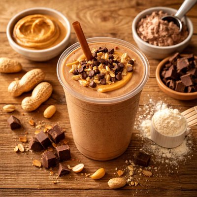 Tropical smoothie peanut butter cup smoothie with protein