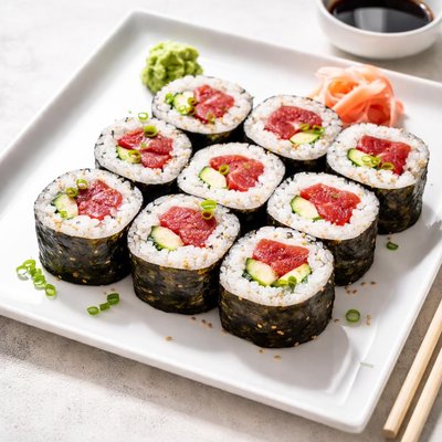 Tuna and cucumber sushi roll