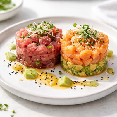 金枪鱼和鲑鱼他他雷