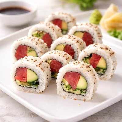 Tuna avocado sushi
