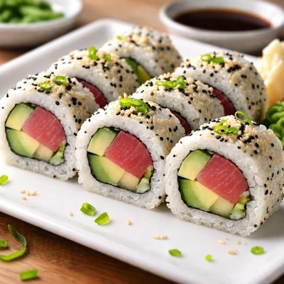 Tuna avocado sushi roll