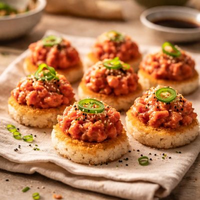 Tuna crispy rice cakes