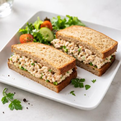 Tuna mayo on wholewheat bread