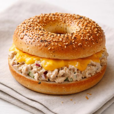Tuna melt bagel