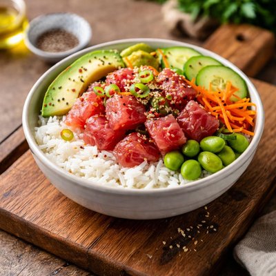 Tuna poke with white rice