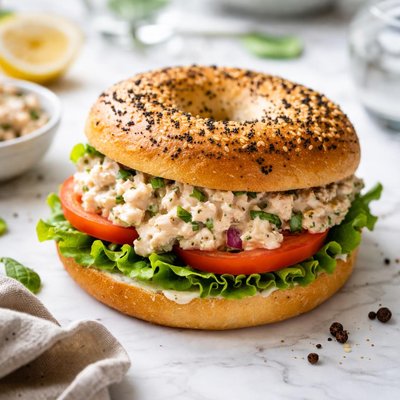 Tuna salad bagel