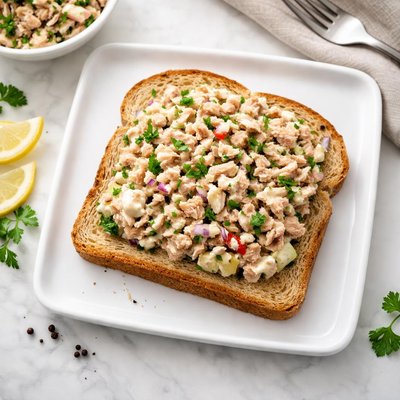 Tuna salad on whole wheat bread