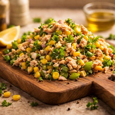 Tuna salad with corn and green pepper