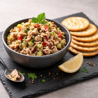 Tuna salad with crackers