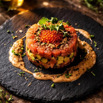 金枪鱼塔塔配酱