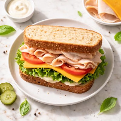 Turkey and cheddar with mayo sandwich