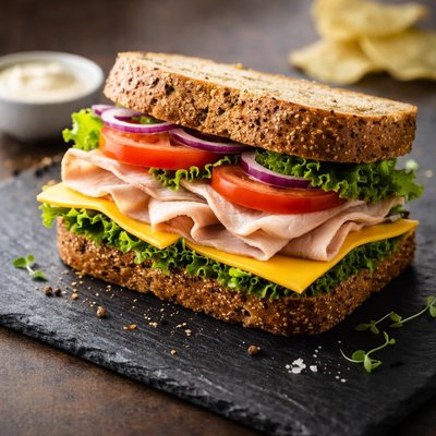 Sándwich de pavo y quesos