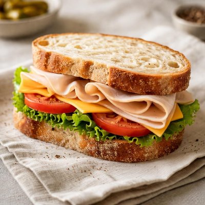 Turkey and chhese sandwich on sourdough