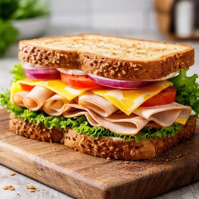 Turkey and colby jack cheese sandwich
