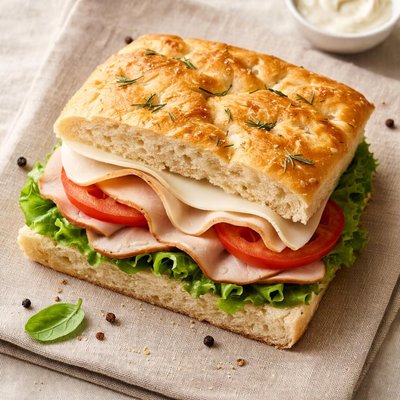 Turkey and provolone on foccacia