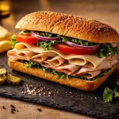 Turkey and provolone sandwich