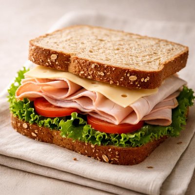 Turkey and swiss on whole wheat sandwich