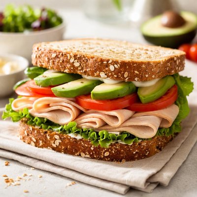 Turkey avocado sandwhich