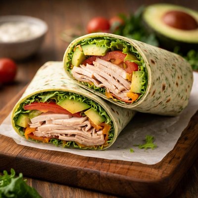 Turkey avocado wrap with cheese