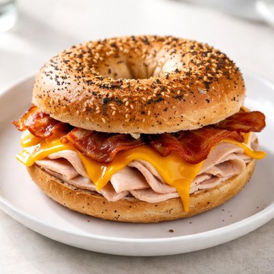 Turkey bacon cheddar bragel biggby