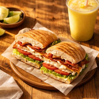 土耳其培根牛油果三明治 热带水果冰沙