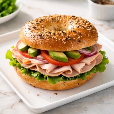 Turkey bagel sandwich