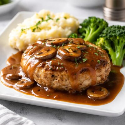 Turkey burger in gravy