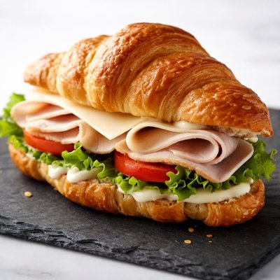 Turkey cheese mayo on croissant