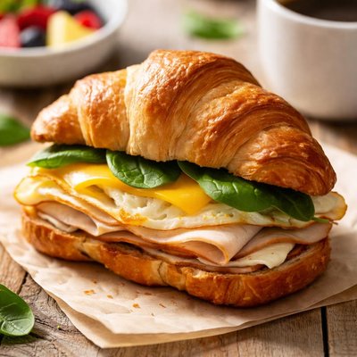 Turkey croissant breakfast sandwich