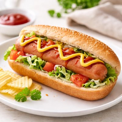 Turkey hotdog sandwich