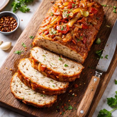 Turkey loaf with onions and peppers