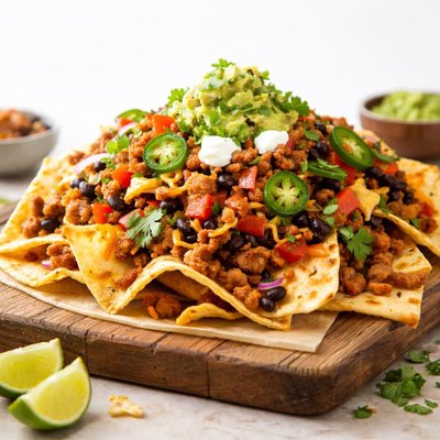 Turkey meat nachos