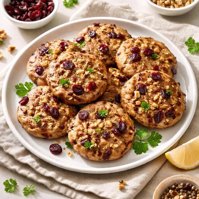 Turkey patty with cranberries and walnuts