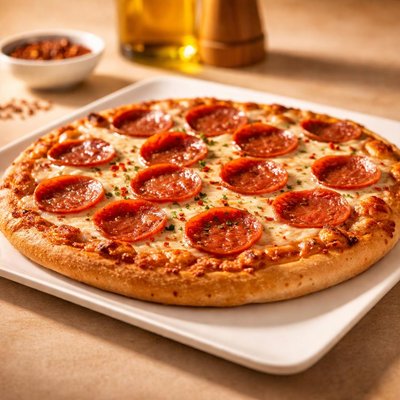 Turkey pepperoni pizza