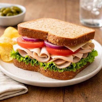Turkey sandwich on wheat bread