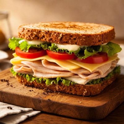 Turkey sandwich with gouda and mayo