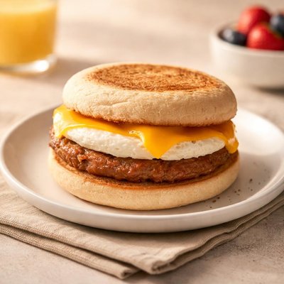 Turkey sausage and egg breakfast sandwich